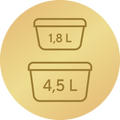 2 szklane pojemniki (4,5 L i 1,8 L)